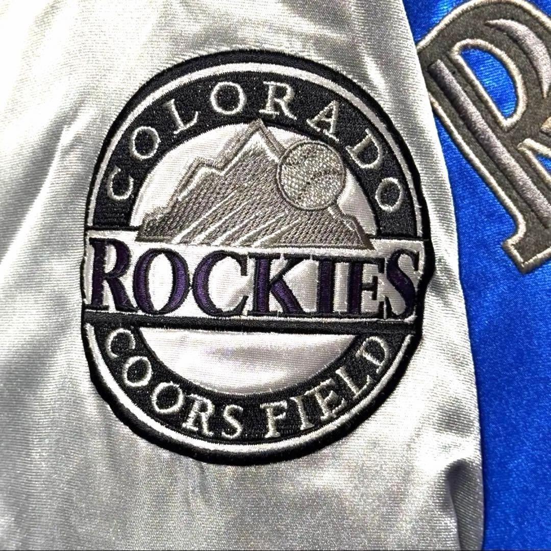 MLB ロッキーズ スタジャン ダウン 刺繍 ブルー L アウター ストリート