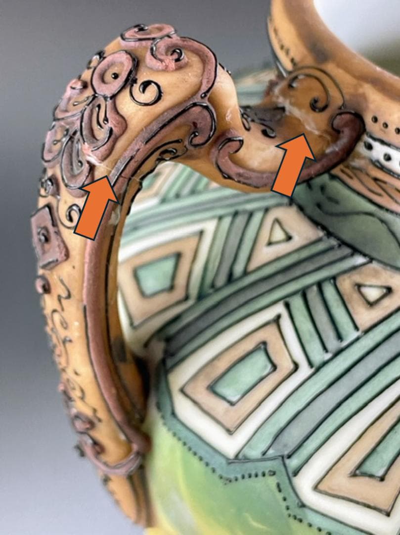 【超大型・訳アリ】オールドノリタケ 約３１．５㎝　花紋盛上げ花瓶 クレマチス