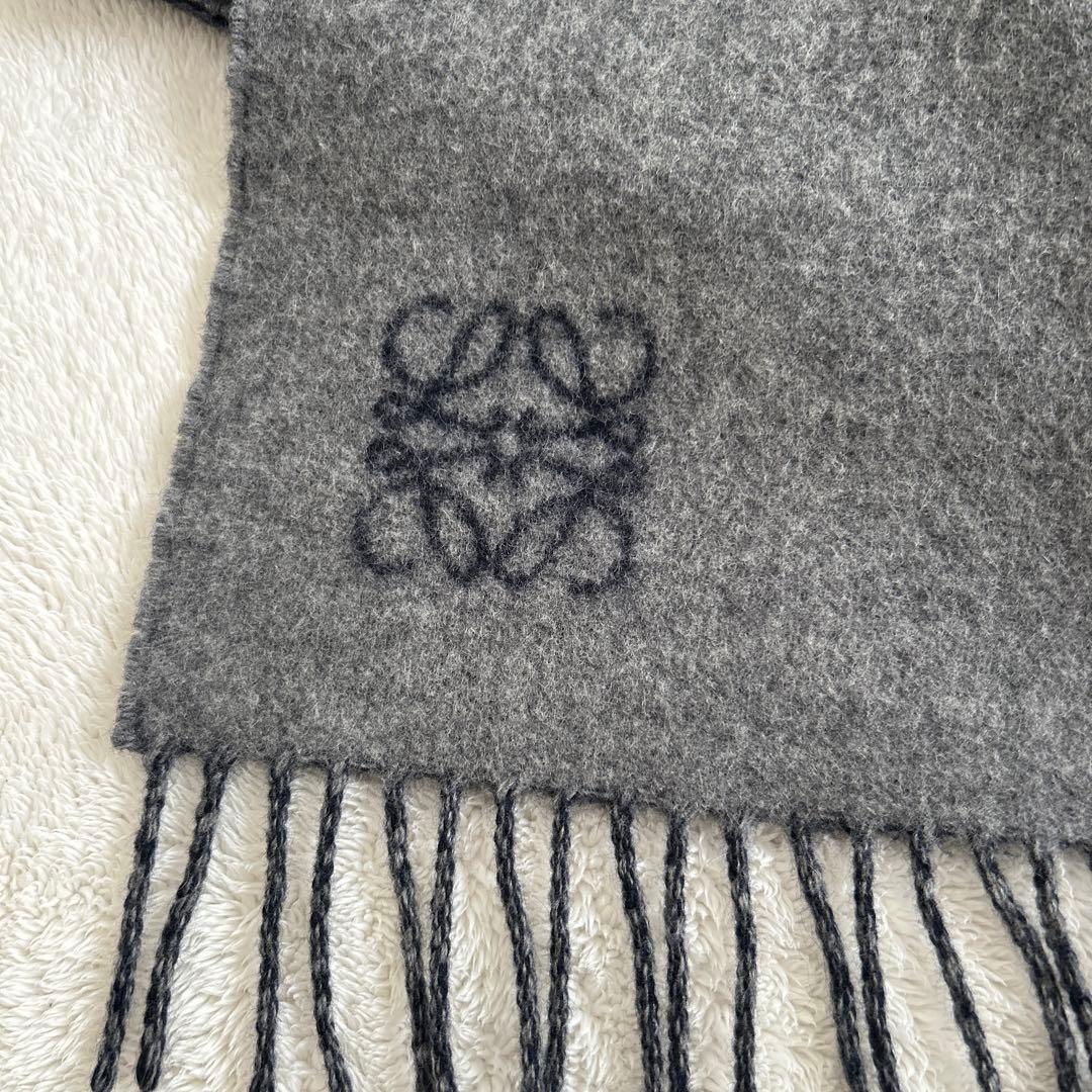 LOEWE ロエベ アナグラム マフラー ネイビー フリンジ