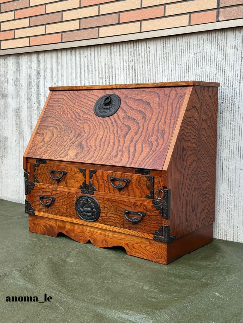 【ライティングビューロー】和家具　民芸家具　文机　収納　昭和レトロヴィンテージ◎