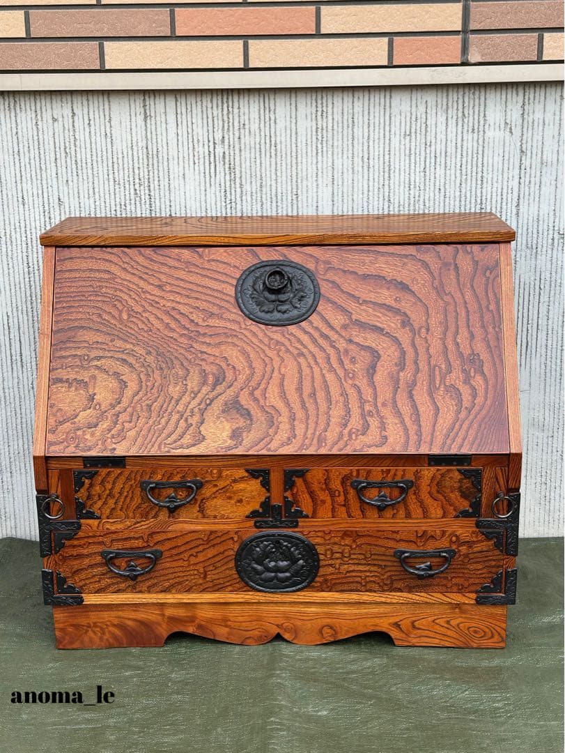 【ライティングビューロー】和家具　民芸家具　文机　収納　昭和レトロヴィンテージ◎