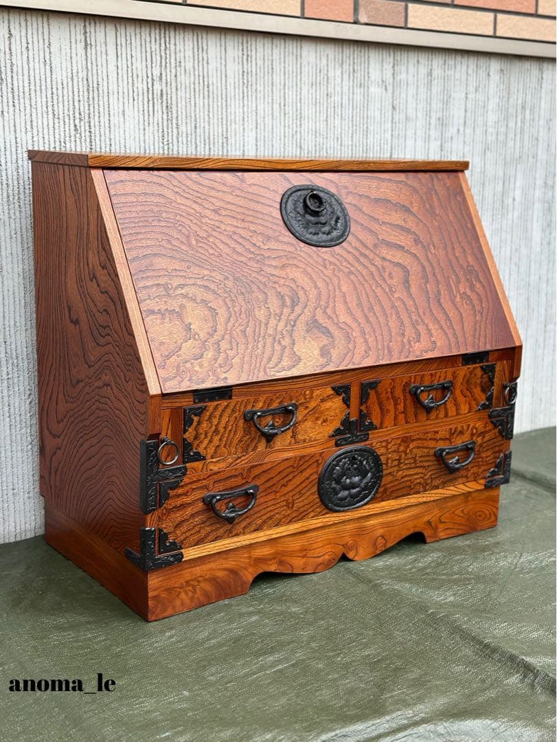 【ライティングビューロー】和家具　民芸家具　文机　収納　昭和レトロヴィンテージ◎