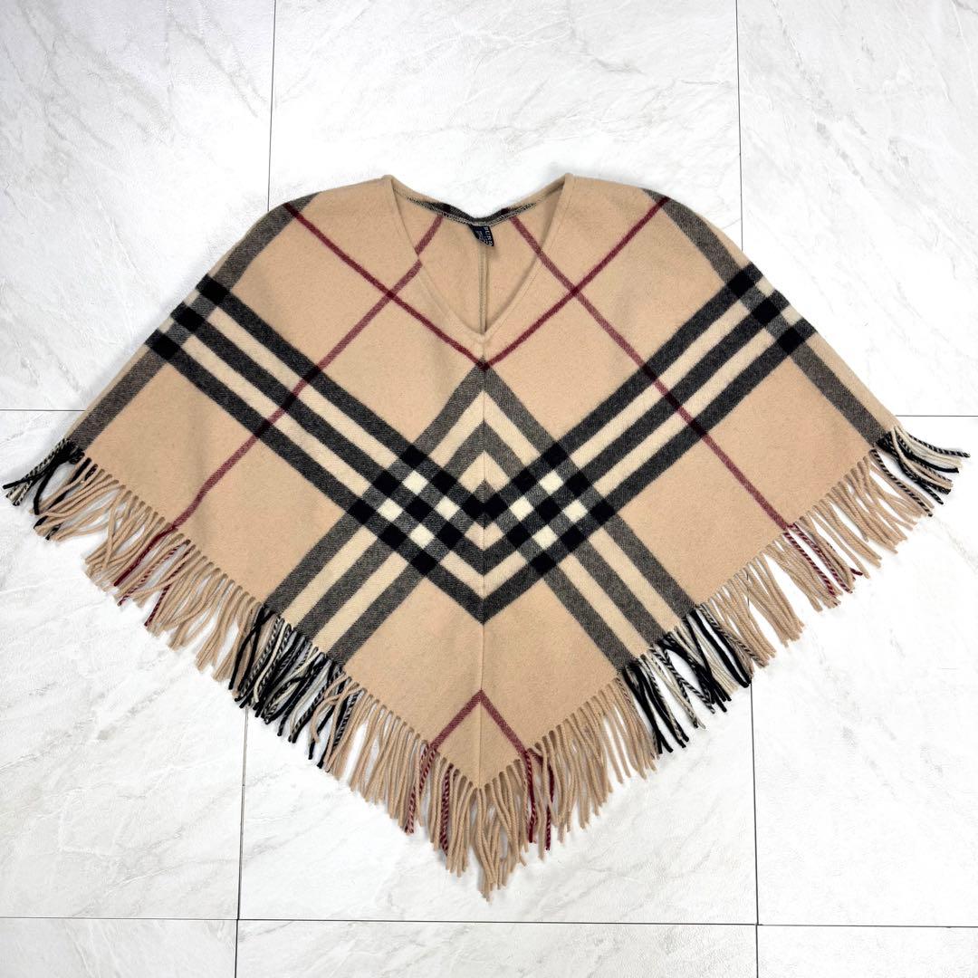 極美品 バーバリーロンドン ウール ポンチョ ケープ ノバチェック メガチェック