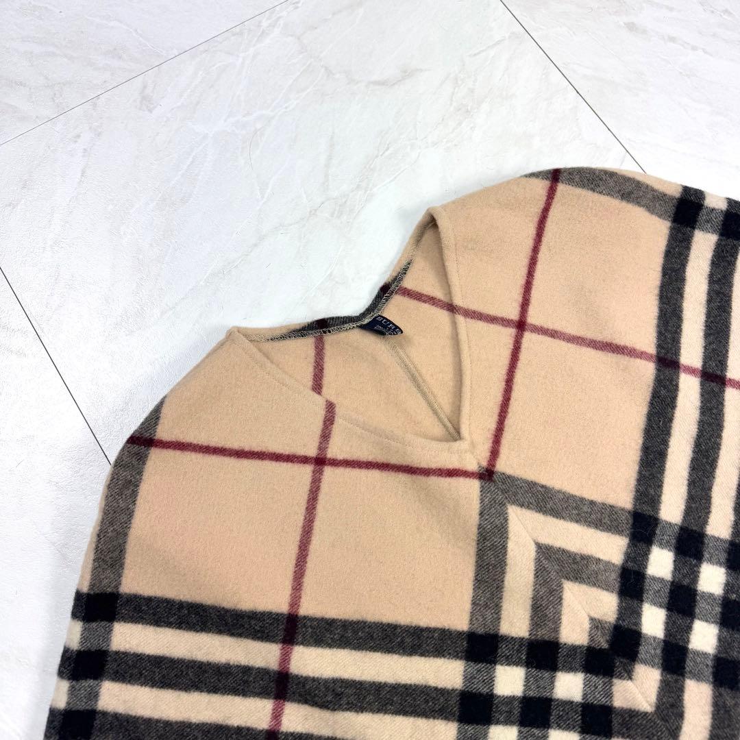 極美品 バーバリーロンドン ウール ポンチョ ケープ ノバチェック メガチェック