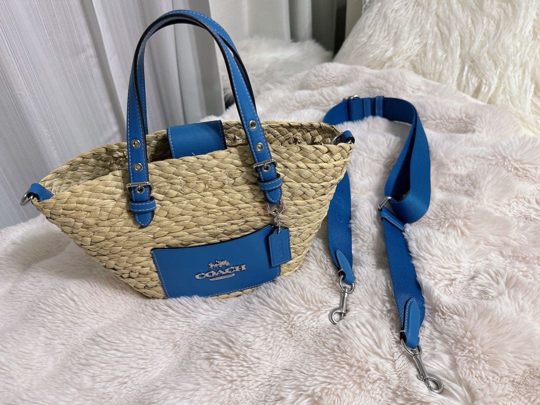 COACH かごバッグ ブルー系