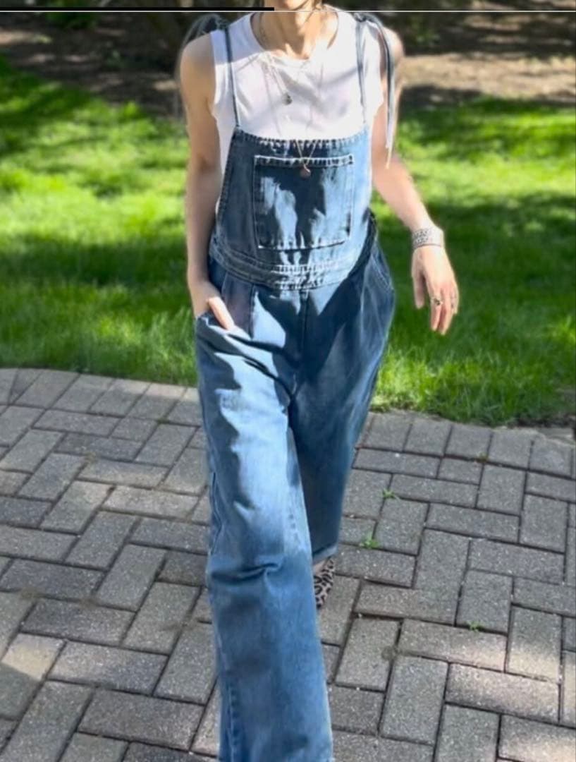 デニムブルー サロペット ワイドレッグ