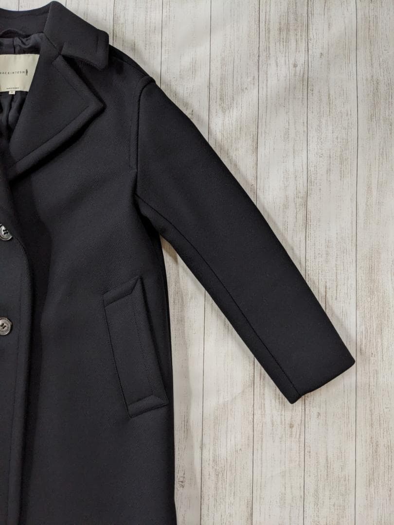 マッキントッシュ/チェスターコート肉厚滑らかウール/裏地ブランドロゴ刺繍/英国製
