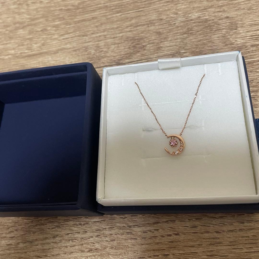 4℃ 10k月と星のネックレス ピンクゴールド