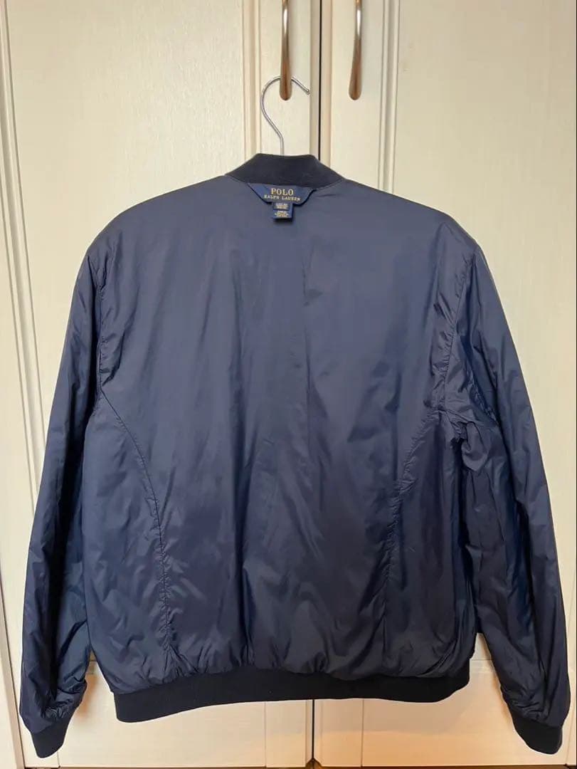 ポロラルフローレン　ネイビー キルティングジャケット　刺繍ロゴ