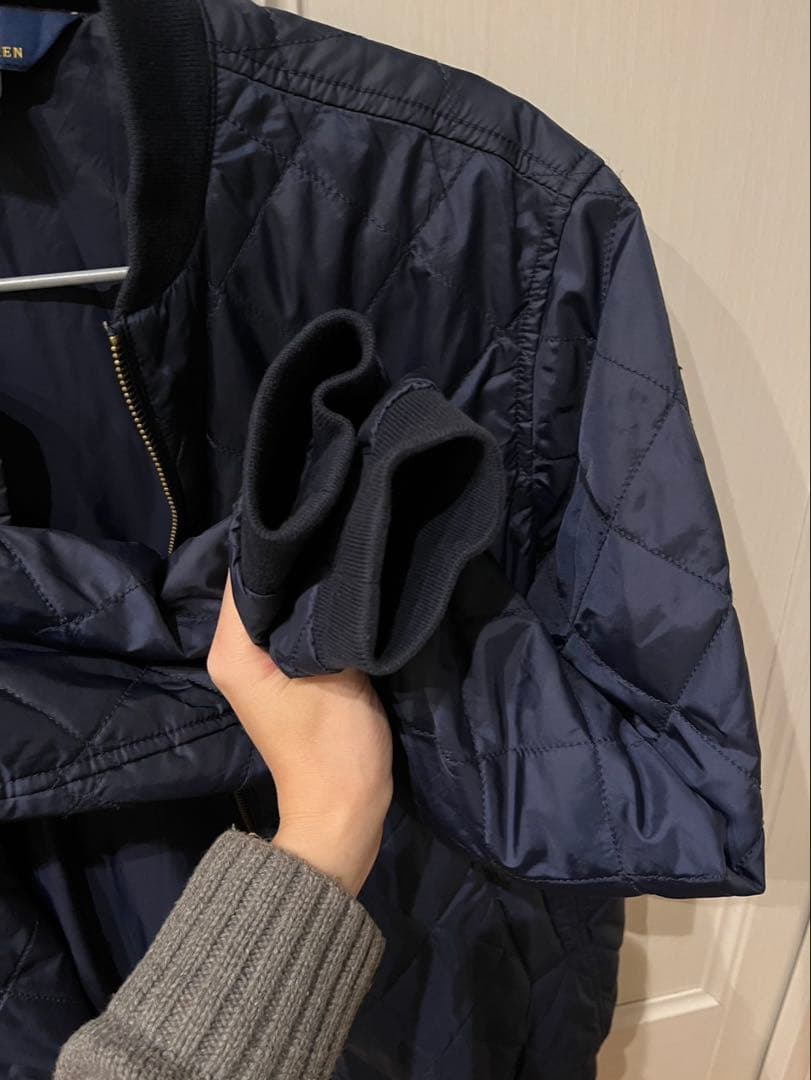 ポロラルフローレン　ネイビー キルティングジャケット　刺繍ロゴ