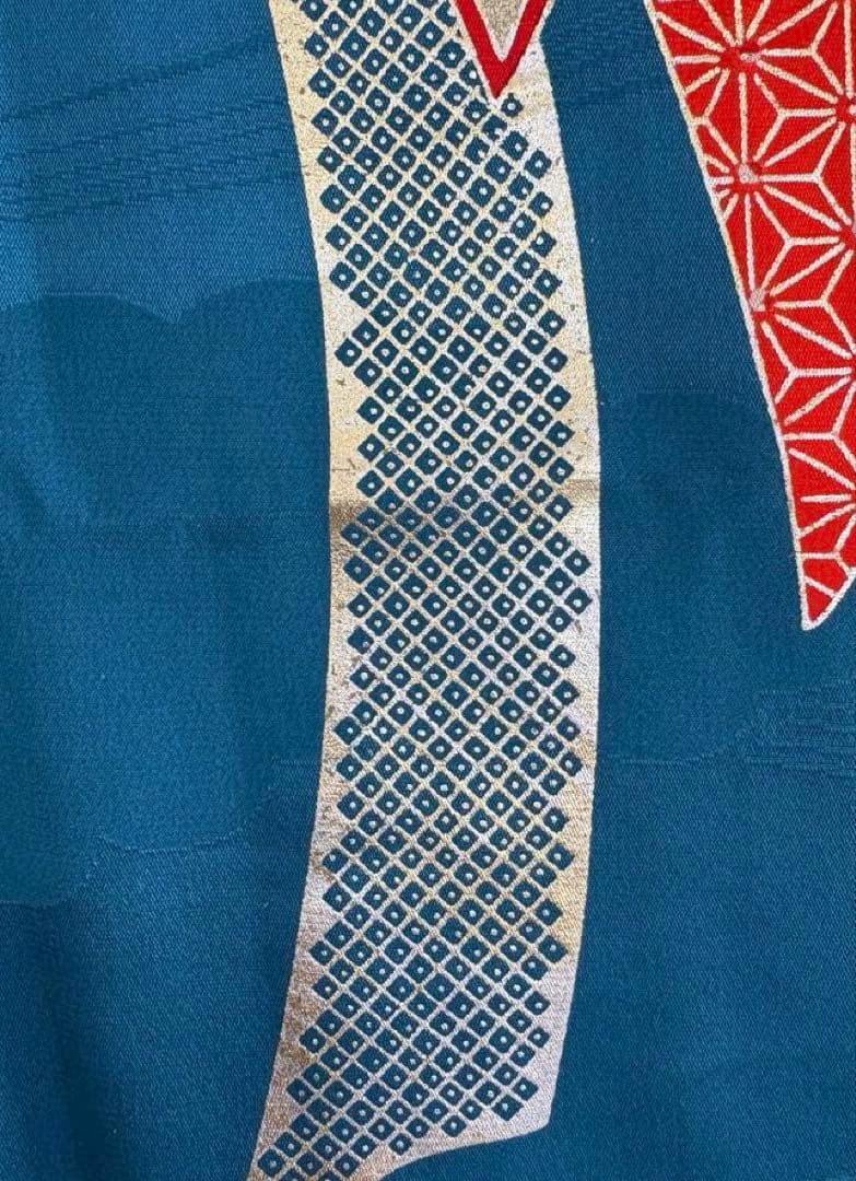 子供 七五三 着物 青 女の子 旭縫製　着物・長襦袢セット