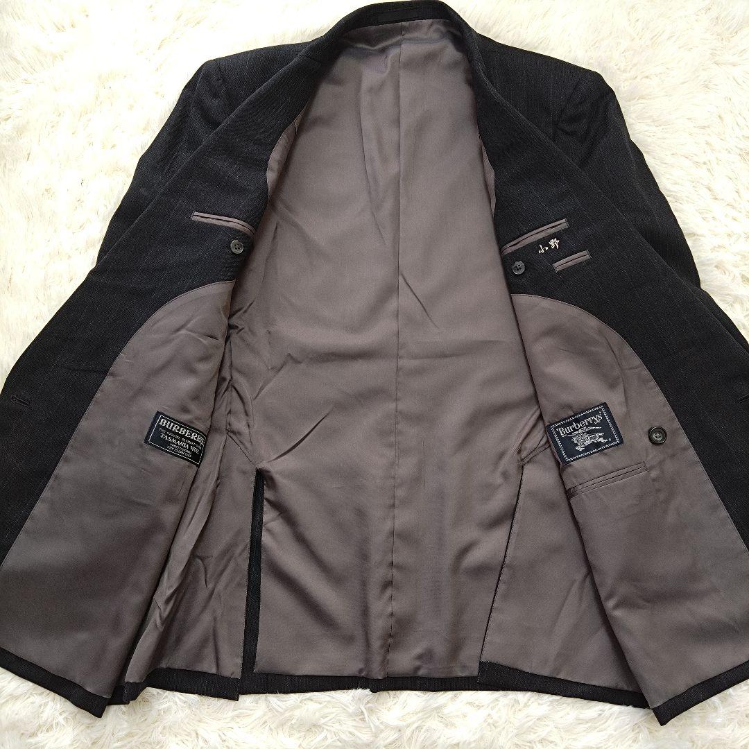 バーバリー ダブルスーツ セットアップ ストライプ グレー ウール Lサイズ