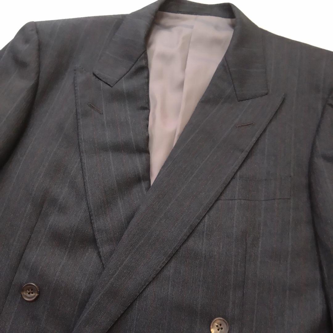 バーバリー ダブルスーツ セットアップ ストライプ グレー ウール Lサイズ