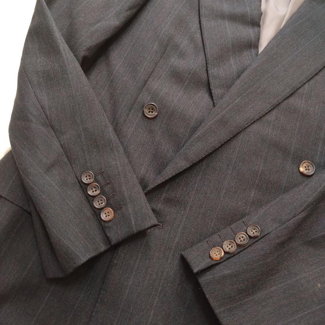 バーバリー ダブルスーツ セットアップ ストライプ グレー ウール Lサイズ