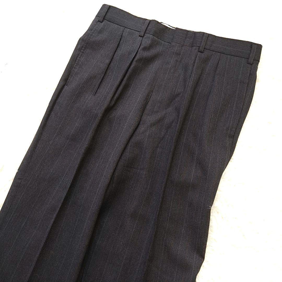 バーバリー ダブルスーツ セットアップ ストライプ グレー ウール Lサイズ