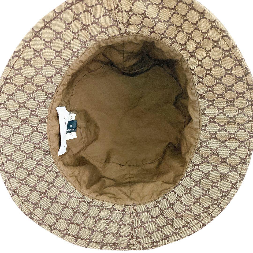 極美品✨CELINE セリーヌ　バケットハット　トリオンフ　総柄　ベージュ系