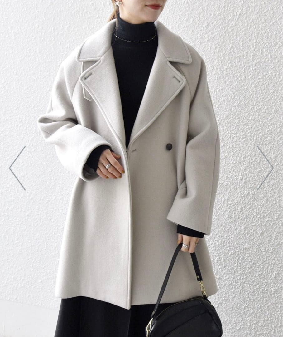 SHIPS any*PUREWOOL スタンド&テーラード ハーフコート LG