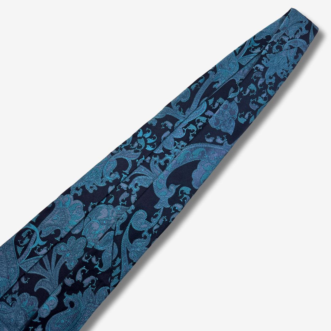 GUCCI シルクネクタイ ペイズリー柄 ネイビー×ターコイズ