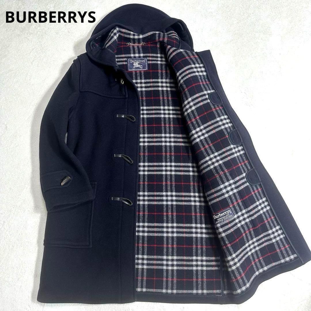 BURBERRYS★バーバリーズ ロング ダッフルコート ノバチェック 紺