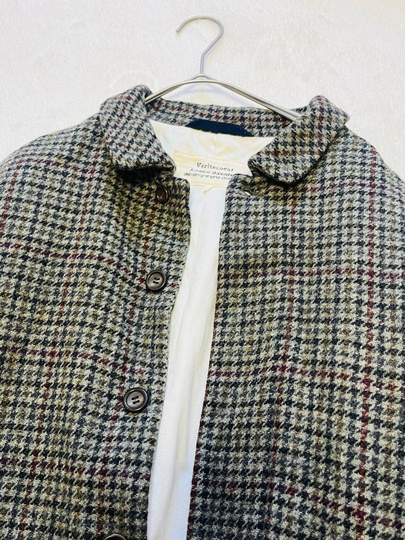 ヴェリテクール チェック ウールジャケットコート 日本製 税込45,360円