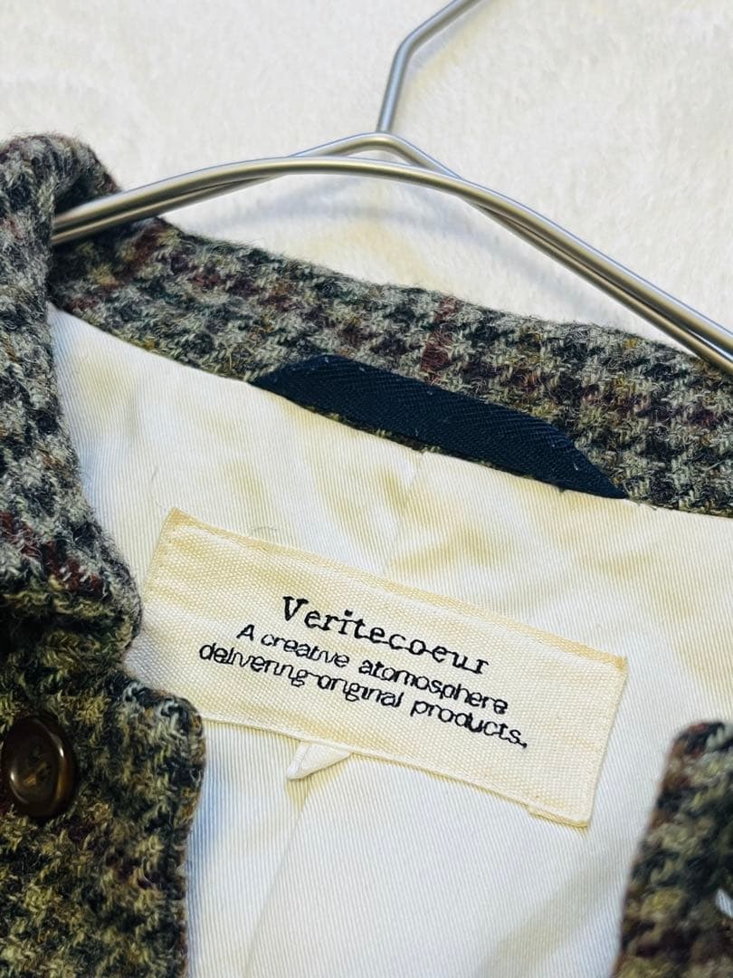 ヴェリテクール チェック ウールジャケットコート 日本製 税込45,360円