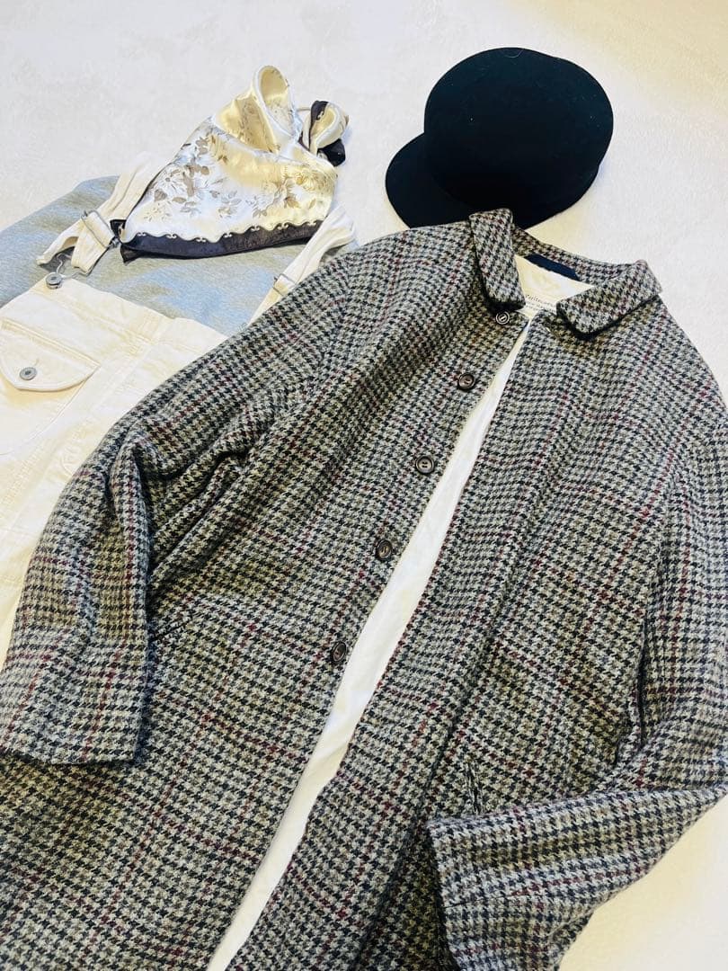 ヴェリテクール チェック ウールジャケットコート 日本製 税込45,360円