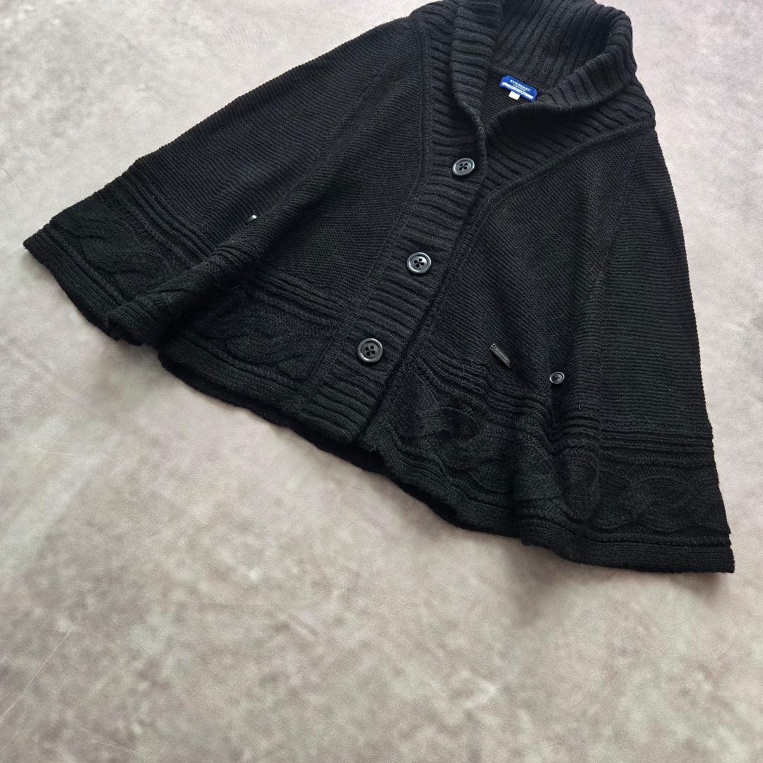 BURBERRY BLUE LABEL ポンチョ 38 ブラック 黒