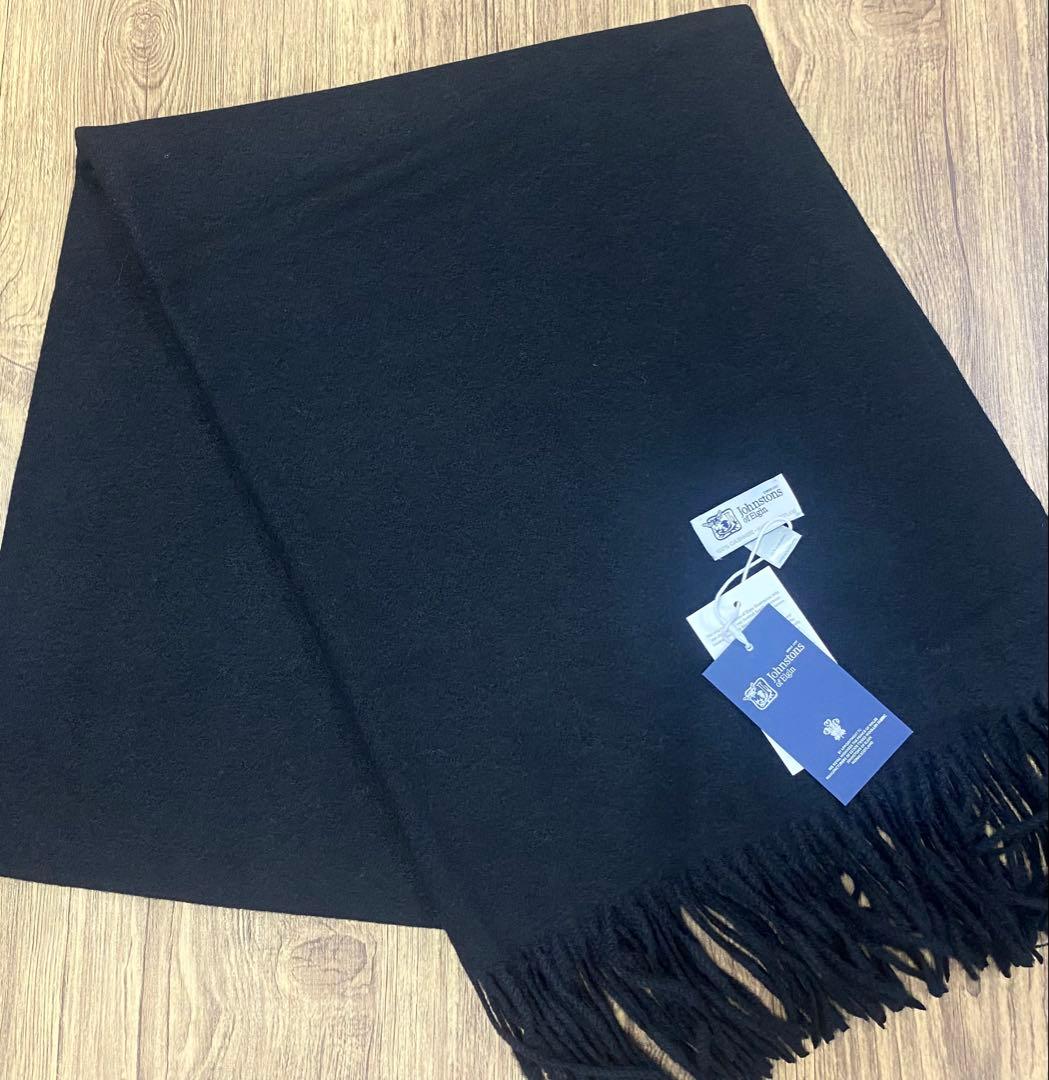 ジョンストンズ オブエルガン カシミヤ100％ 大判 ストール ブラック