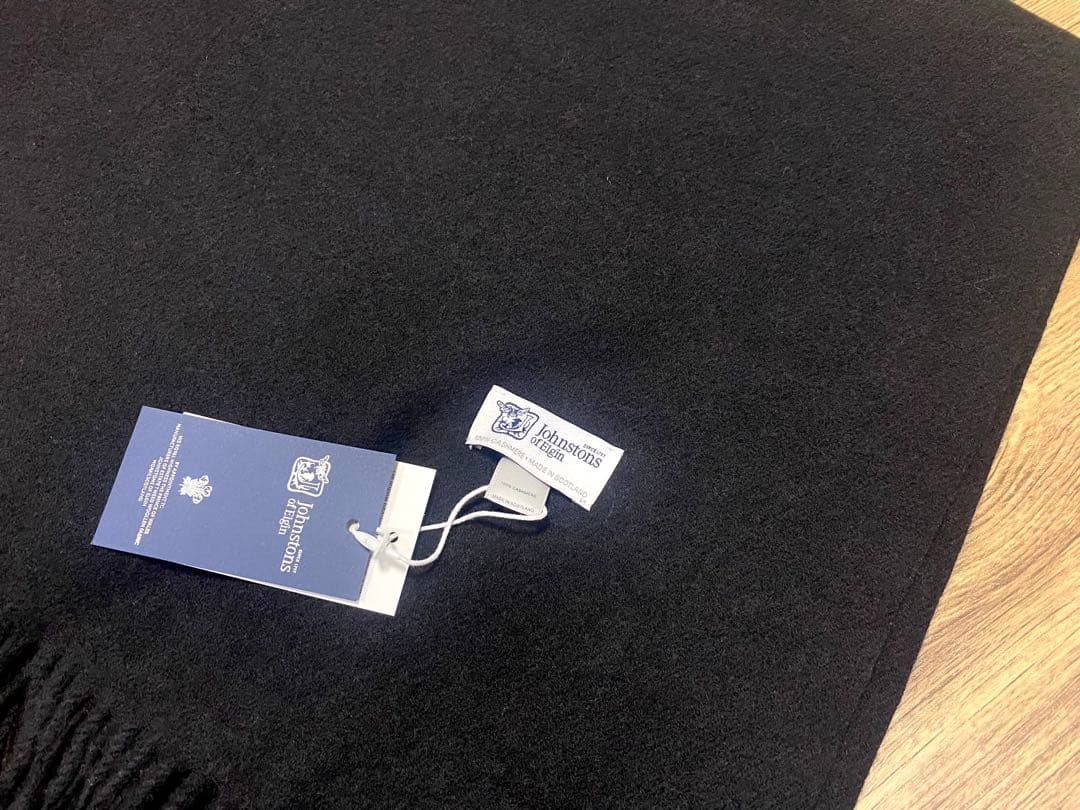 ジョンストンズ オブエルガン カシミヤ100％ 大判 ストール ブラック