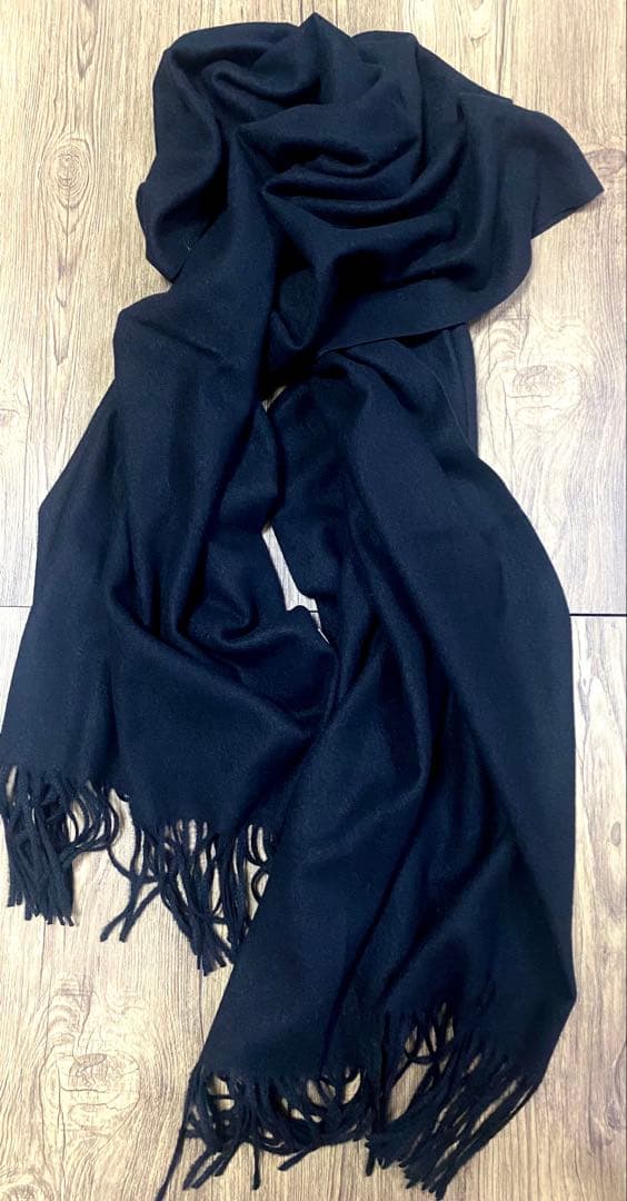 ジョンストンズ オブエルガン カシミヤ100％ 大判 ストール ブラック