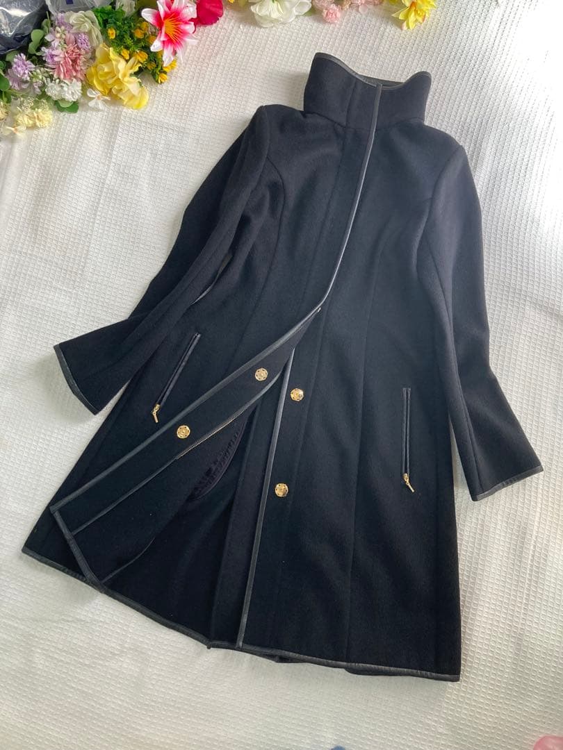 EPOCA エポカウール毛アンゴラコート美品希少ロング丈 M金ボタンポケット