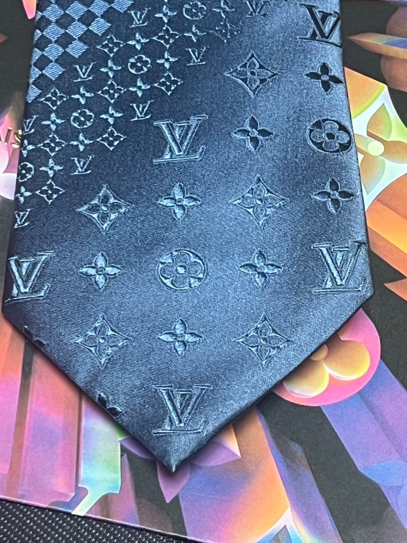 訳あり✨ルイヴィトン クラヴァット・ミックス モノグラム ネクタイ　ブルー