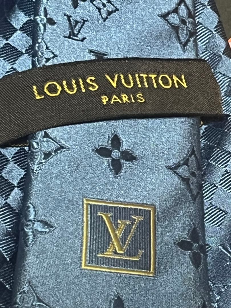 訳あり✨ルイヴィトン クラヴァット・ミックス モノグラム ネクタイ　ブルー
