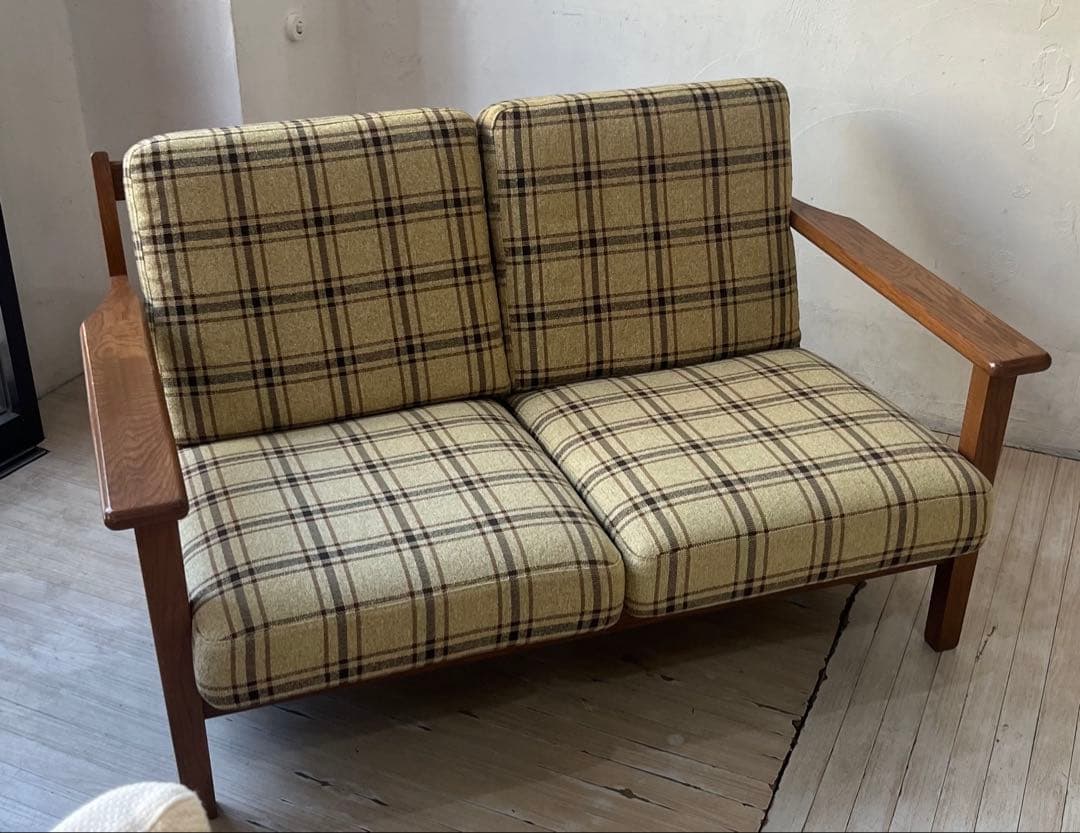 ウニコ VISKA 2Pソファ 2人掛け オーク材 チェック柄 北欧スタイル