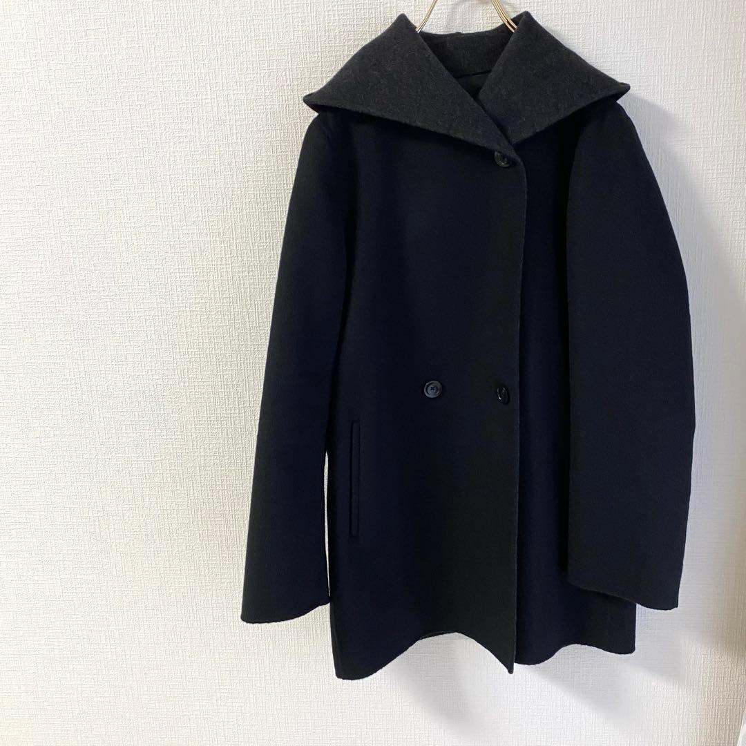 23区 ソフトリバーフーテッドコート　38 ブラック　黒