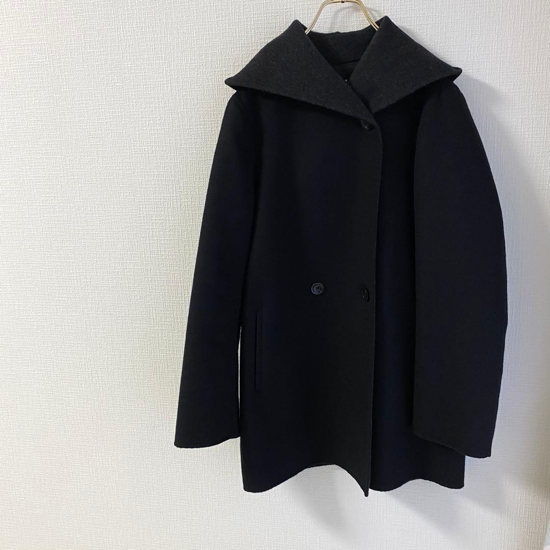 23区 ソフトリバーフーテッドコート　38 ブラック　黒