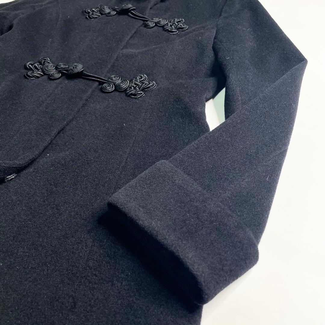 ヴィヴィアンタム 裏地花柄 アンゴラ ブラック チャイナコート