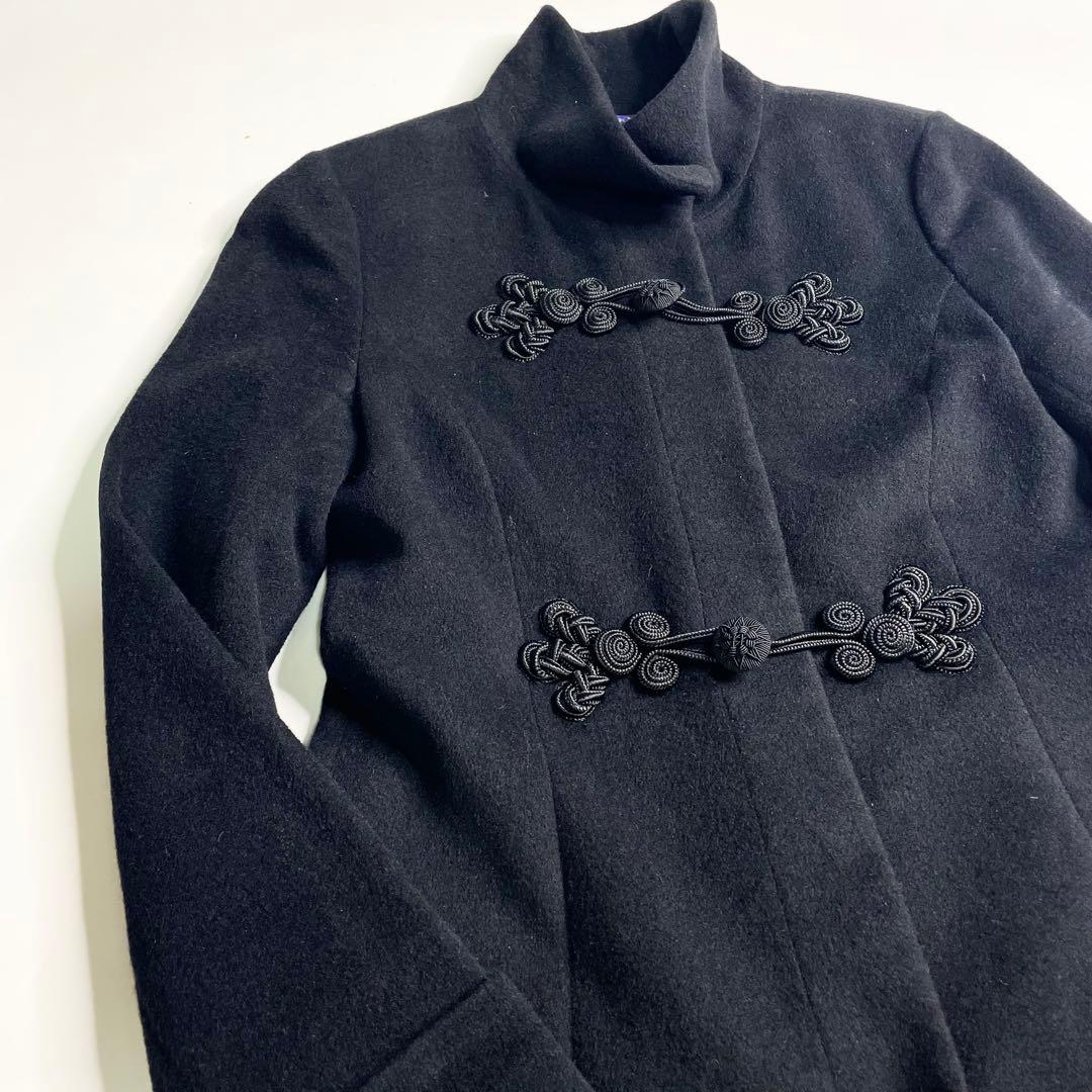 ヴィヴィアンタム 裏地花柄 アンゴラ ブラック チャイナコート
