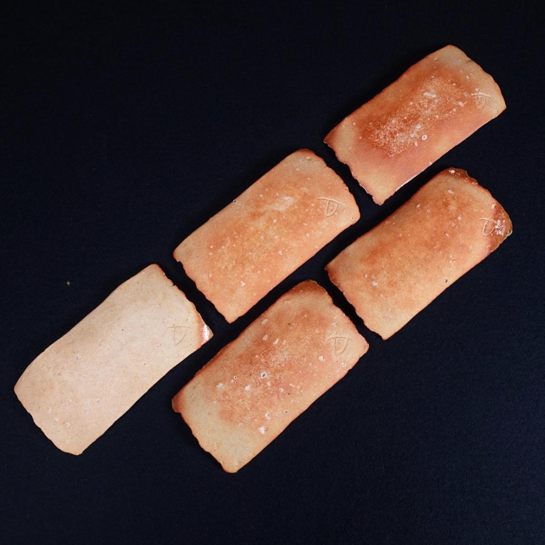 信楽焼 杉本睦子 土山窯 信楽長方銘々皿 5客 共箱