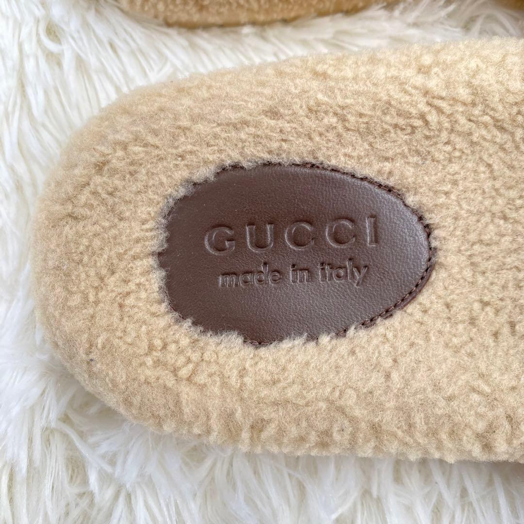 GUCCI ノースフェイス ボア サンダル サイズ9 ロゴ刺繍 レザー 希少