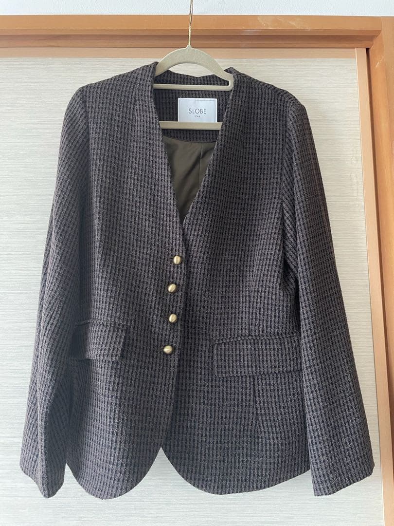 試着のみ SLOBE IENA ループツイード V/N JKブラウン38