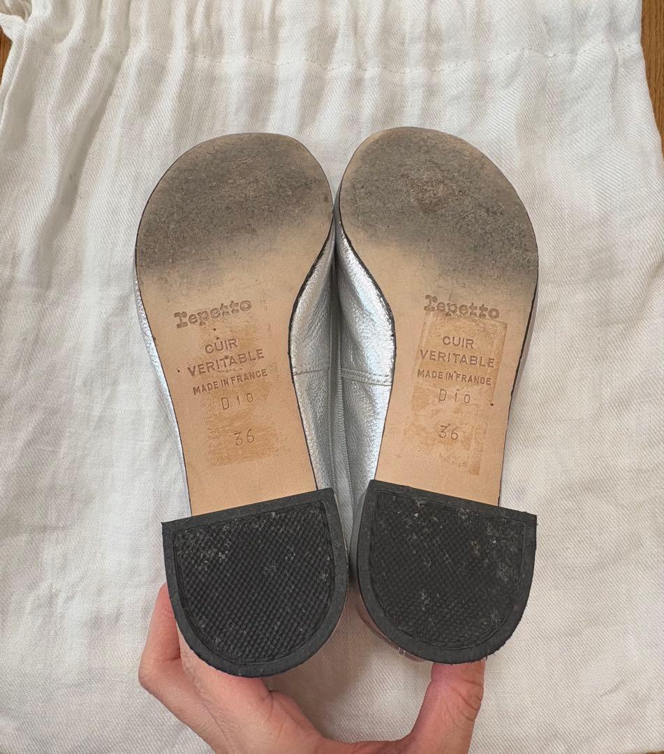 Repetto シルバー バレエシューズ