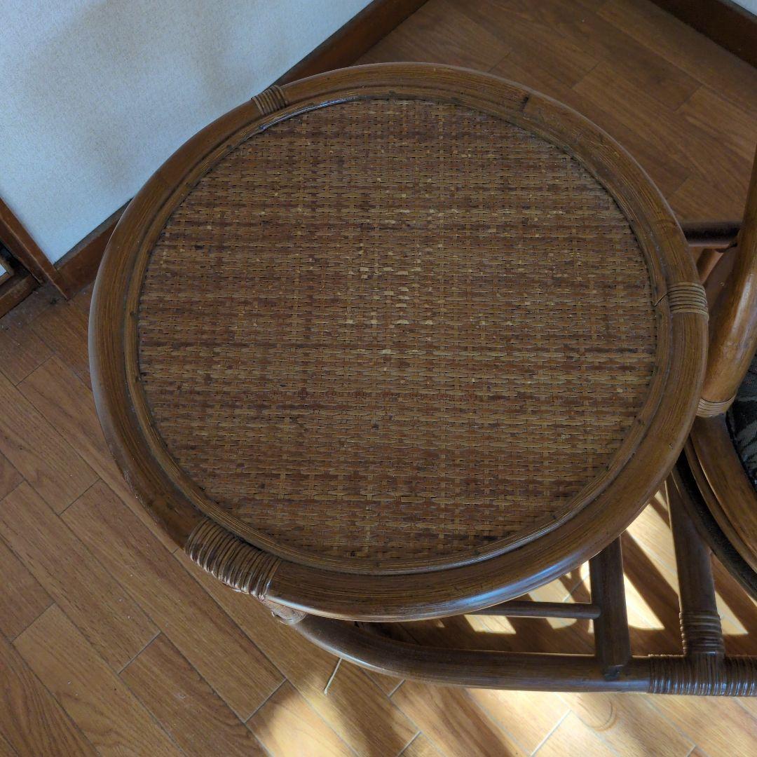 ★断捨離 超特価セール★昭和の珍品★コイズミ製 ラタン 回転椅子付きテーブル