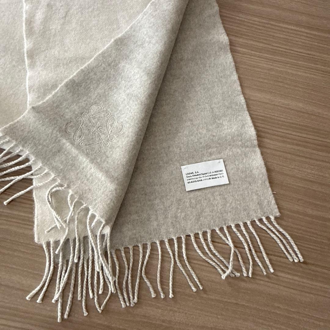 LOEWE ウールカシミヤマフラー 刺繍ロゴ付き