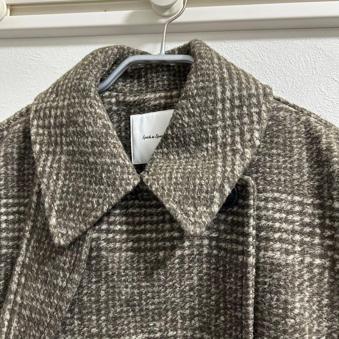 spick&span Wスライバーチェックハーフコート36 ブラウン