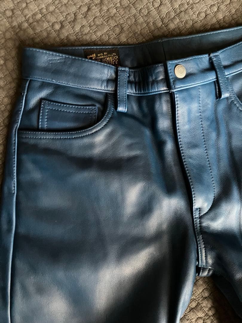 JOHNBULL ジョンブル　レザーパンツ　w30 ブルーレアカラー　美品