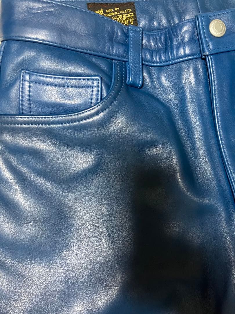 JOHNBULL ジョンブル　レザーパンツ　w30 ブルーレアカラー　美品