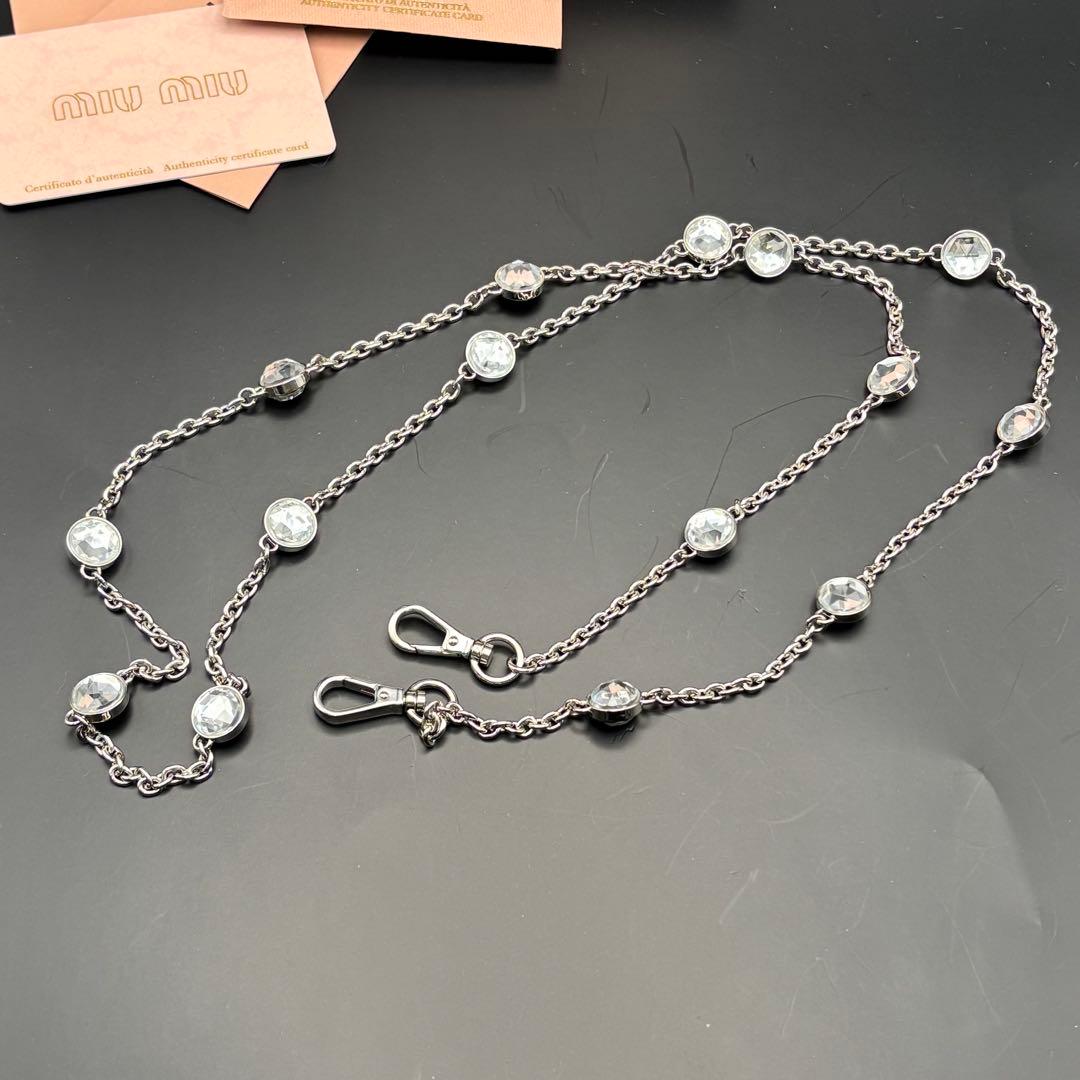 極美品 miumiu iPhone 12/12 Proケース チェーン付き