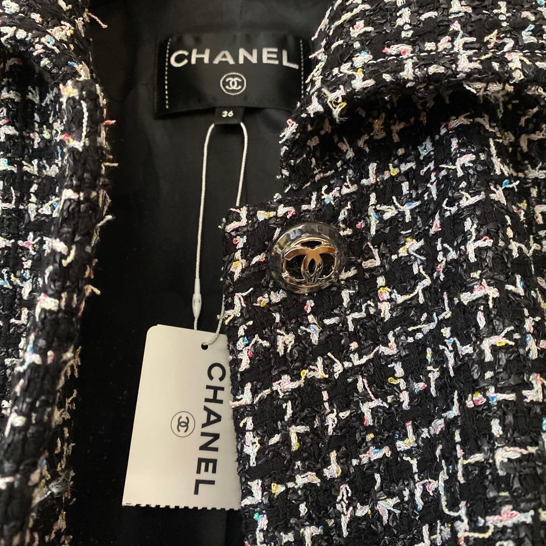 CHANEL ツイードコート 36 ネイビー