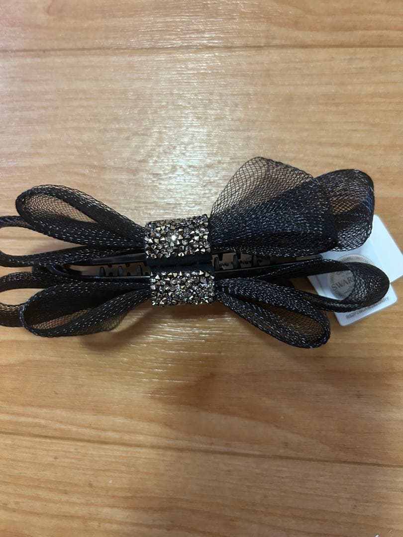 ブラックメッシュリボンバナナクリップ　コンプレックスビズ